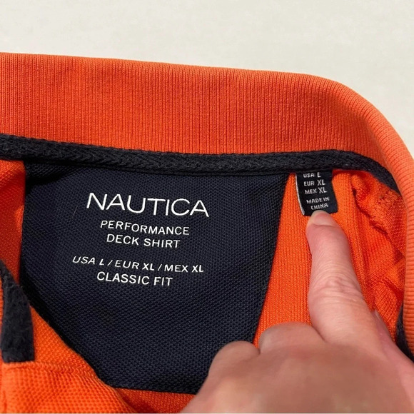 Nautica Men's Sustainably Crafted Classic-Fit Deck Polo Shirt - Orange - Picture 3 of 10